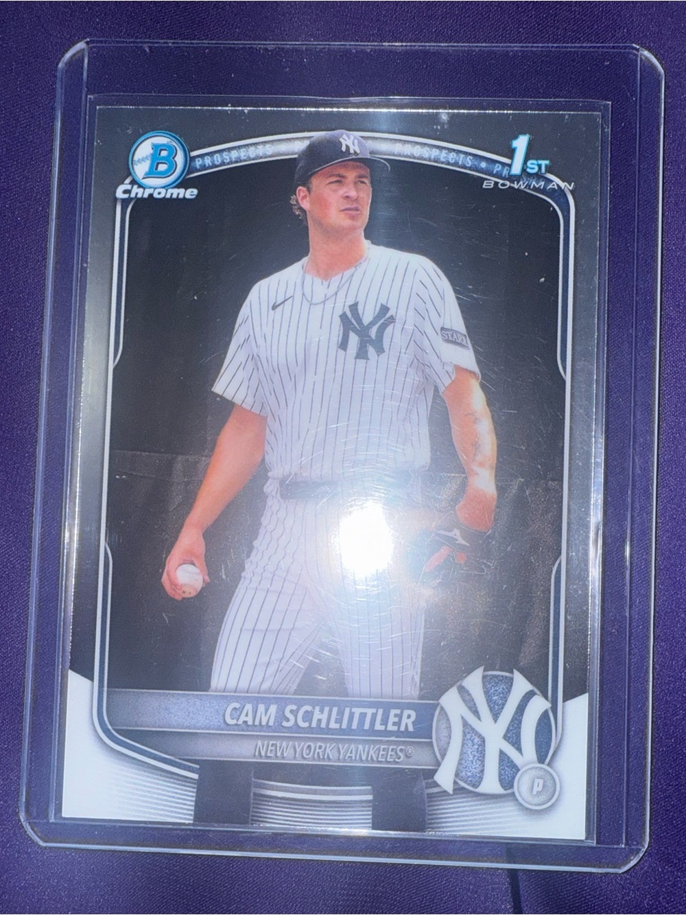 Bowman Chrome Cam Schlittler New York Yankees Rookie Card - White/Navy